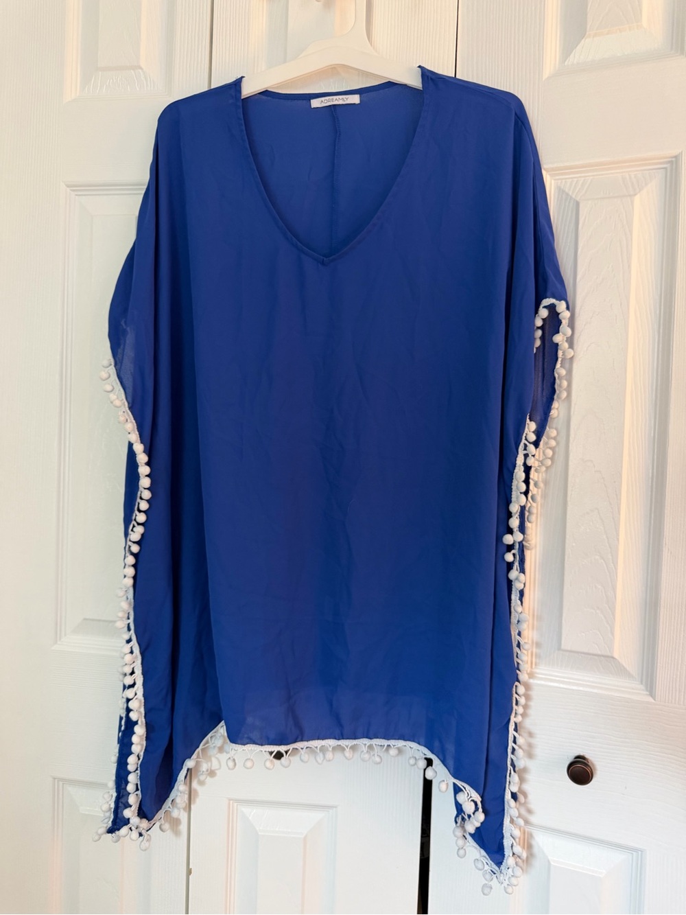 Royal Blue Pom-Pom Swim Cover-Up Tunic by Unbranded